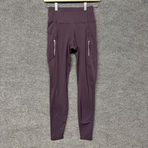 Athleta Rainier Tight Leggings Womens XS Purple High Rise Zip Pocket Gym Yoga